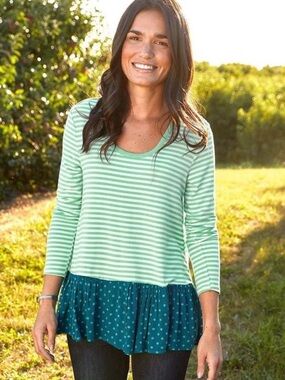 Womens Matilda Jane Wonderment Talk Tomorrow Top Tunic Striped Ruffled Large NWT